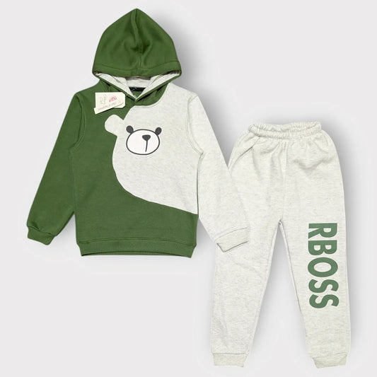 Green & Grey Bear Hoodie with "RBOSS" Jogger Set