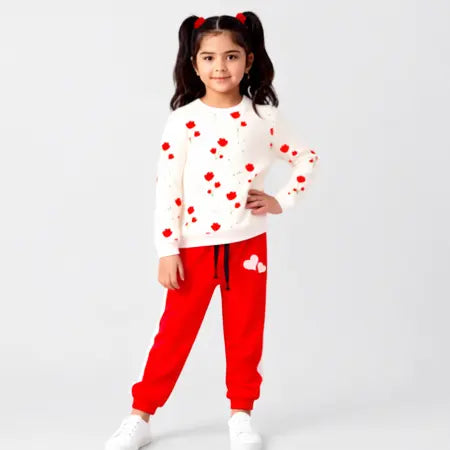 Red Floral Sweatshirt & Jogger Set