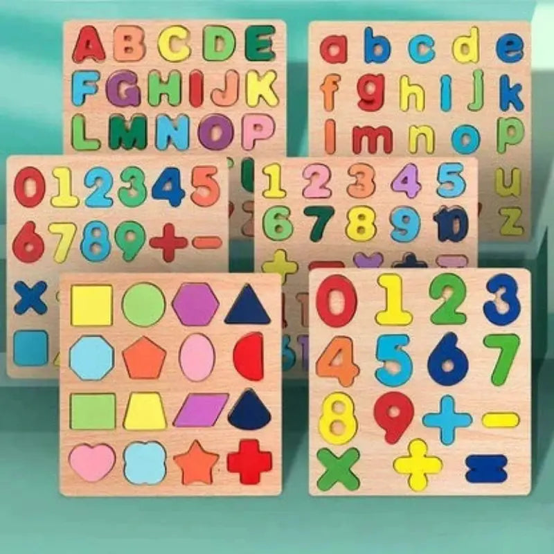 Wooden Colorful Numbers, Shapes and Alphabets