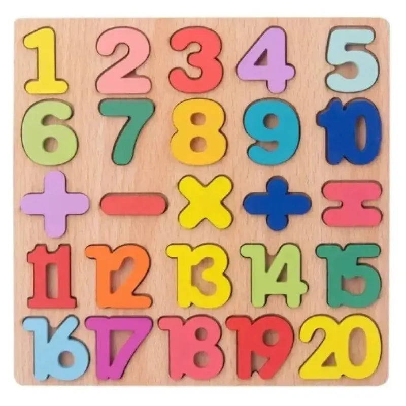 Wooden Colorful Numbers, Shapes and Alphabets