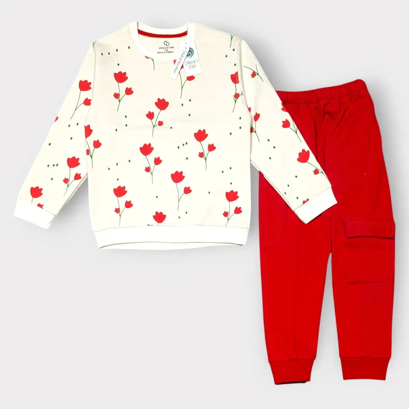 Red Floral Sweatshirt & Jogger Set