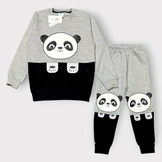 Cute Panda Print Sweatshirt & Jogger Set